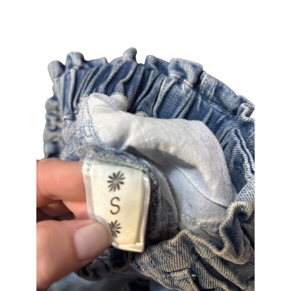 Womens Mumu Blue Denim High-Waisted Paperbag Shorts S - Picture 6 of 8